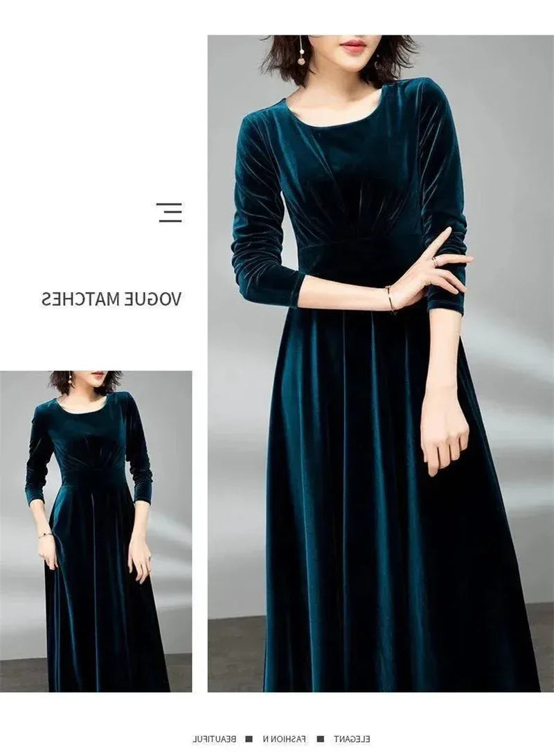 Long Sleeve Velvet Maxi Dress Bazaare Mart Long Sleeve Velvet Maxi Dress