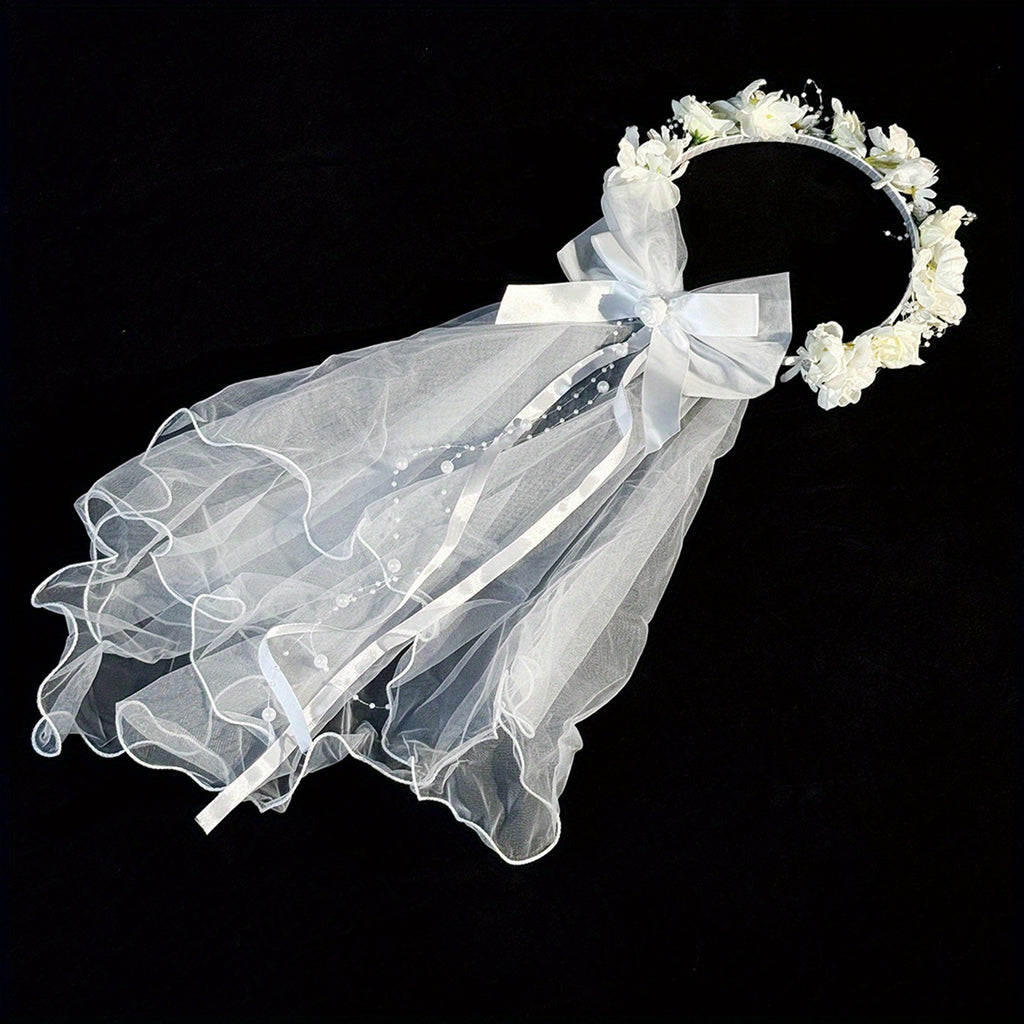 Short Floral Wedding Veil