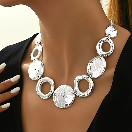 Silver Electroplated Geo Statement Necklace
