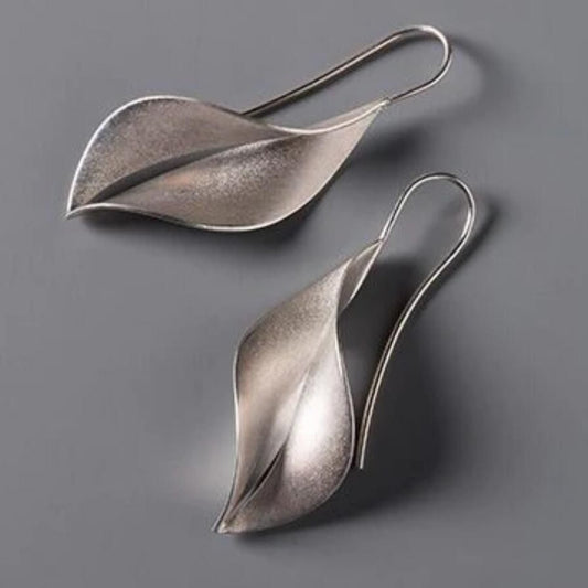 Silver Leaf Hook Earrings
