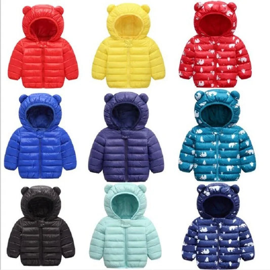 Plain and Printed Baby Bear Puffer Jackets