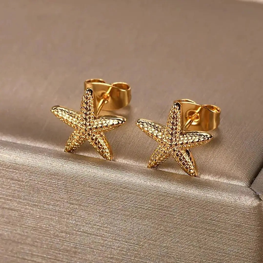 Starfish and Bow Stainless Steel Stud Earrings