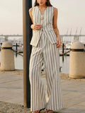 Striped Vest and Pants Set Stripes Bazarre Mart Striped Vest and Pants Set