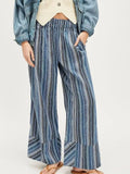Striped Wide Leg Pants Blue Bazaare Mart Striped Wide Leg Pants