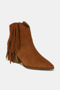 Suede Fringe Point Toe Ankle Boots Caramel Bazaare Mart Suede Fringe Point Toe Ankle Boot