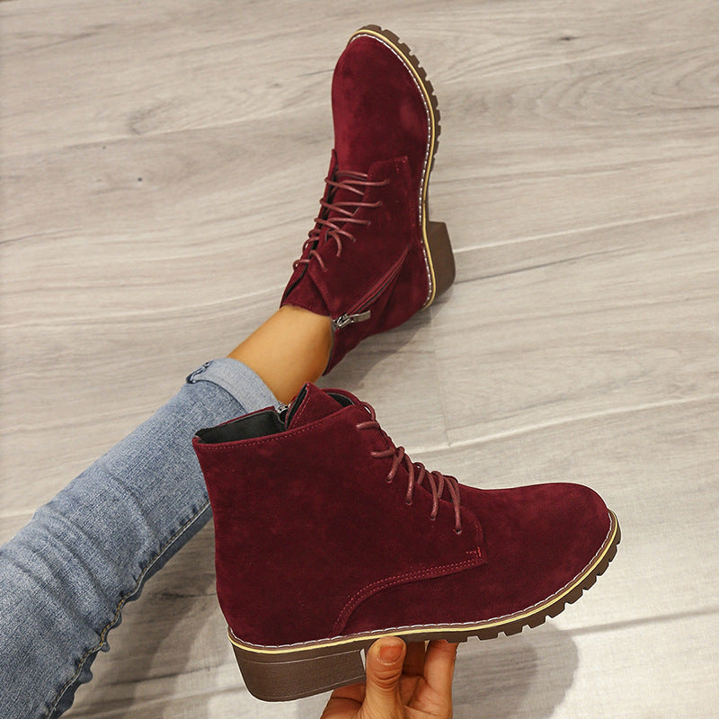 Suede Round Toe Martin Boots