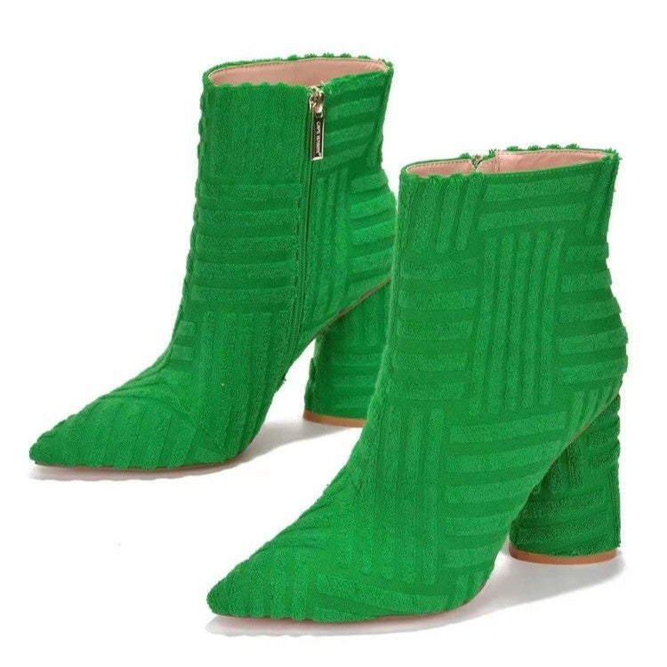 Green textured ankle boots 