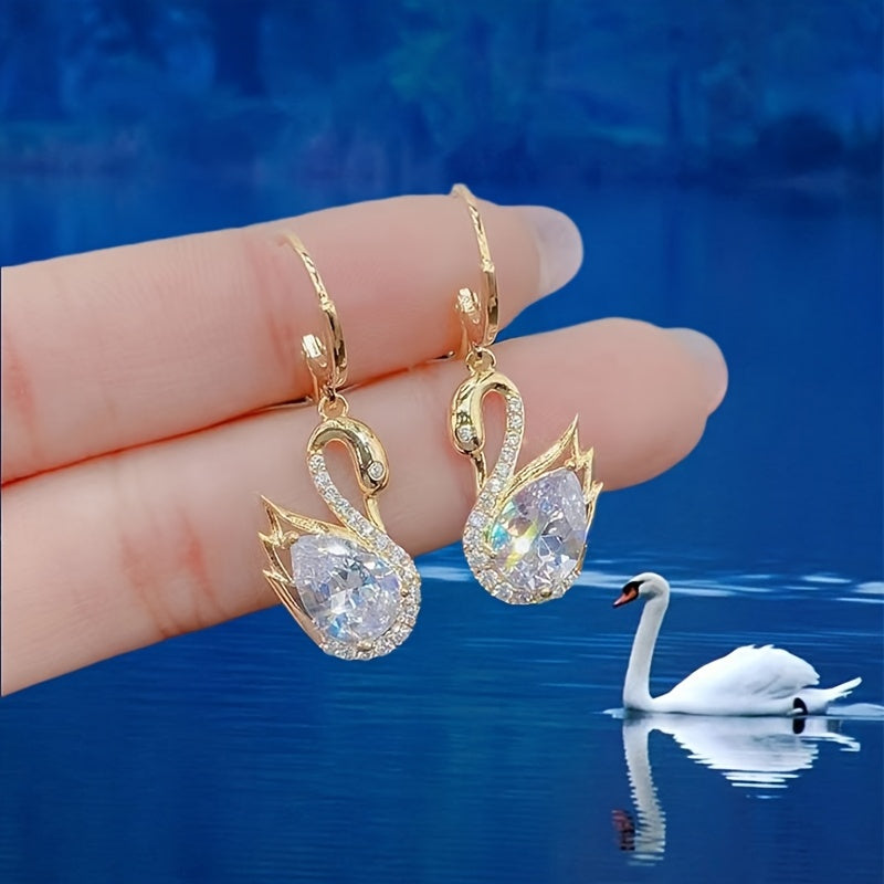 Rhinestone Swan Earrings