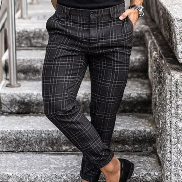 Thin Loose Plaid Print Pants