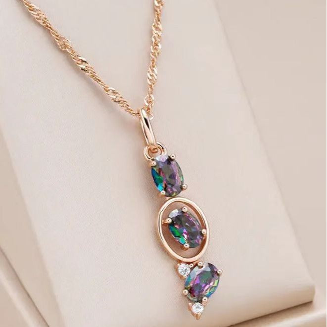 Triple Rainbow Zircon Necklace