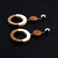 Retro Wooden Dangle Post Earrings Bazaare Mart Wood Metal Dangle Hoops