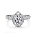 White Gold Halo Pear Shaped Zirconia Ring Silver Bazaare Mart Ring