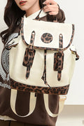 White Leopard PU Leather Backpack White ONE SIZE PU Leather Shewin Backpacks