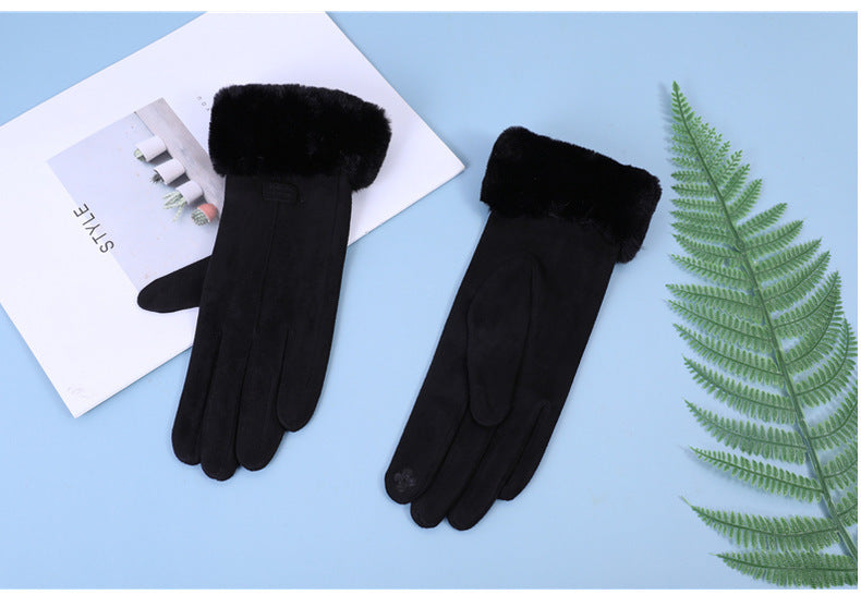 Women's Suede and Fur Gloves