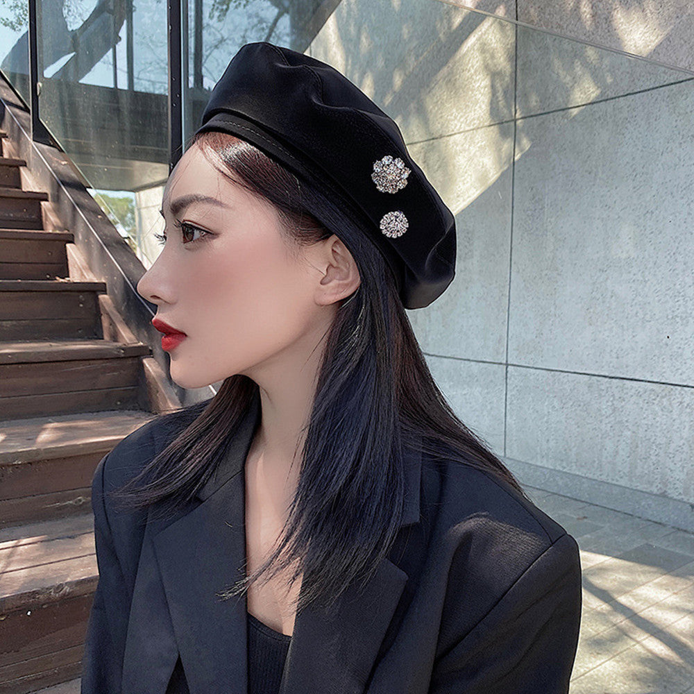 Women's Trendy Embellished PU Beret