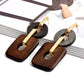 Wood Geo Hoop Earrings Bazaare Mart Wood Rectangle Drop Earrings