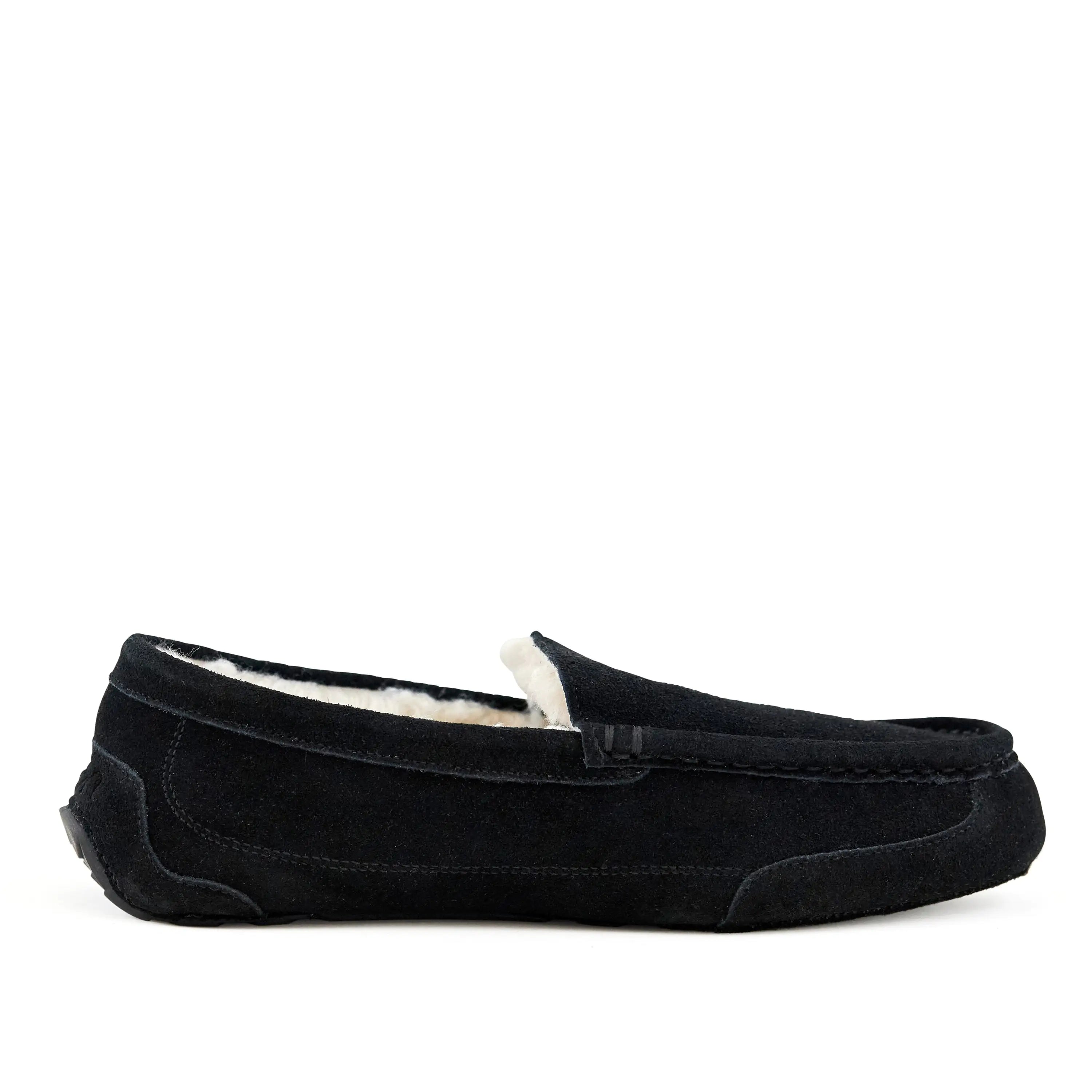 Men's Black PU Suede Lined Slippers
