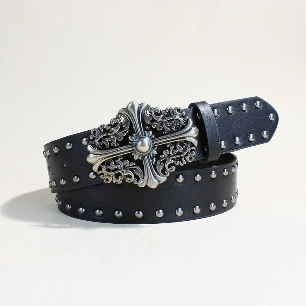 Y2K Rivet Punk Wide Belt Bazaare Mart Y2K Rivet Punk Wide Belt