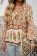 Yellow Boho Lantern Sleeve Blouse Yellow 100%Polyester Bazaare Mart Tops/Blouses & Shirts