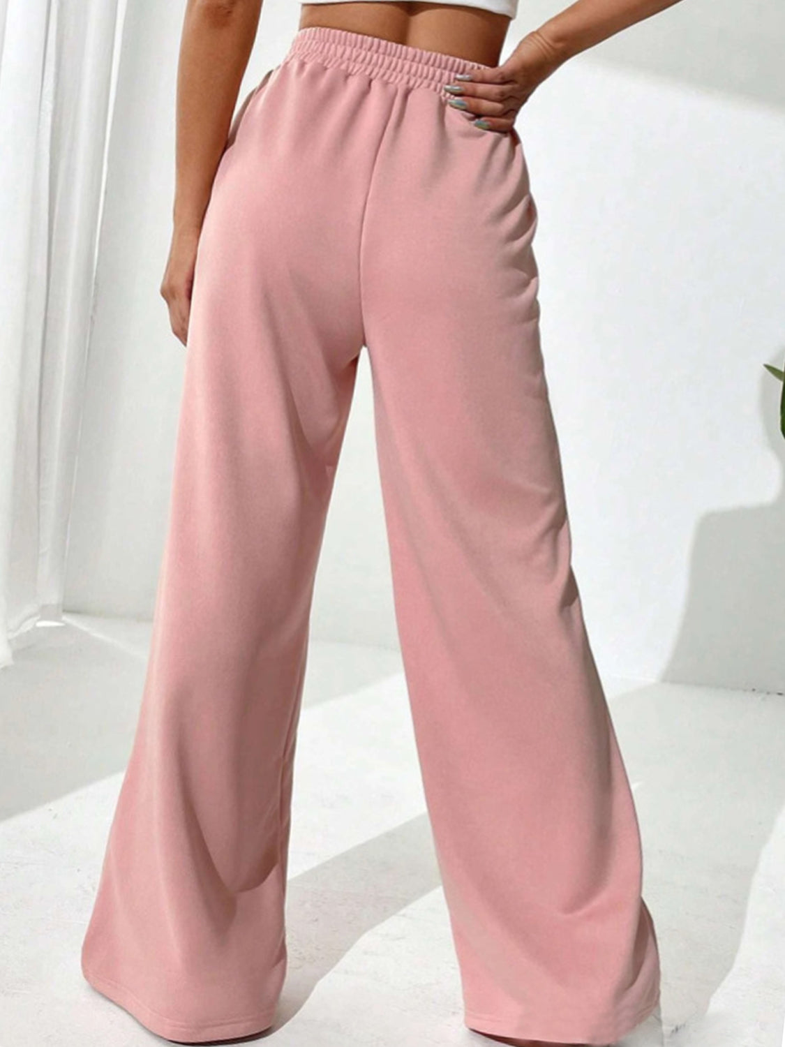 Elastic Waist Wide Leg Sweatpants