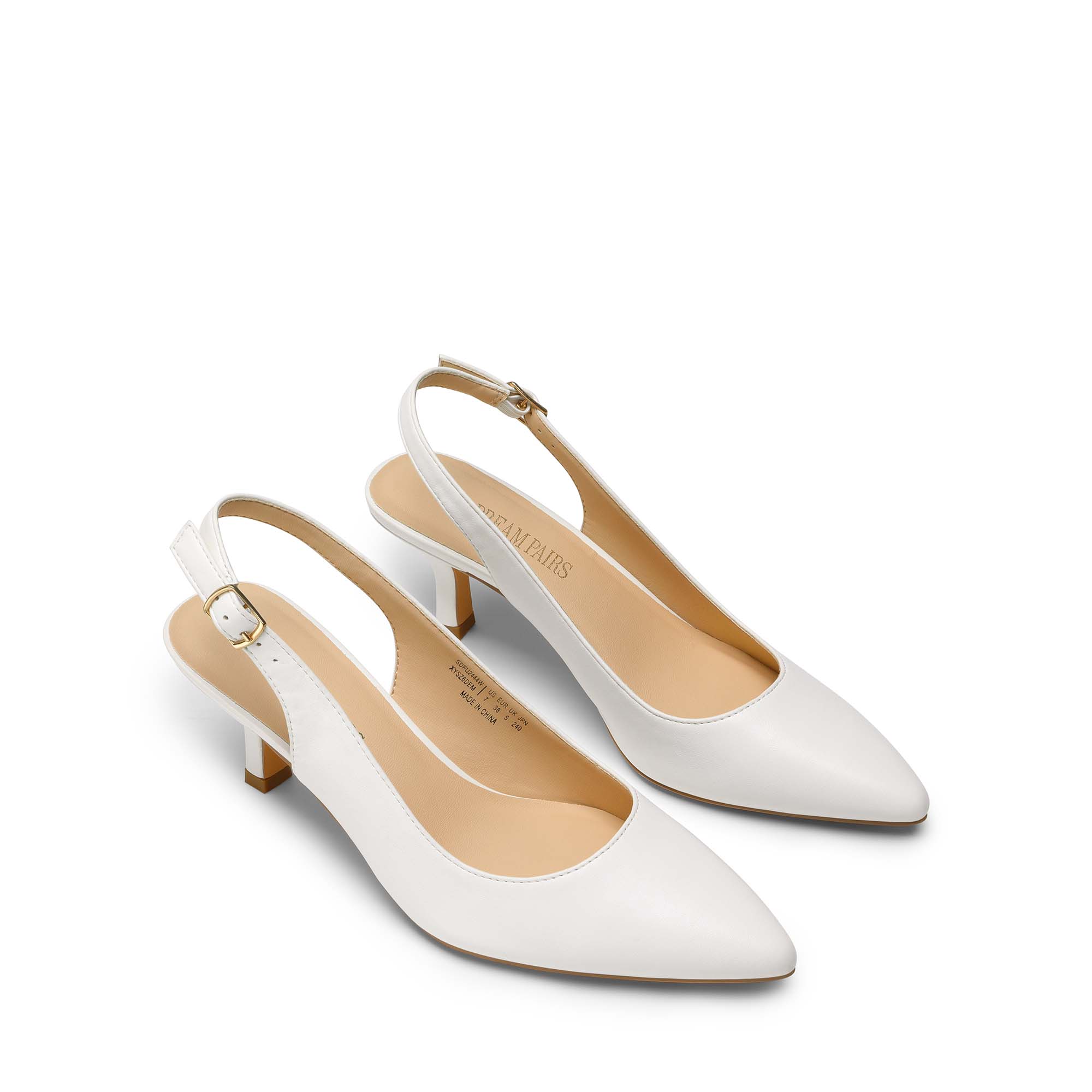 Pointed Toe Low Heel Slingback Kitten Heels