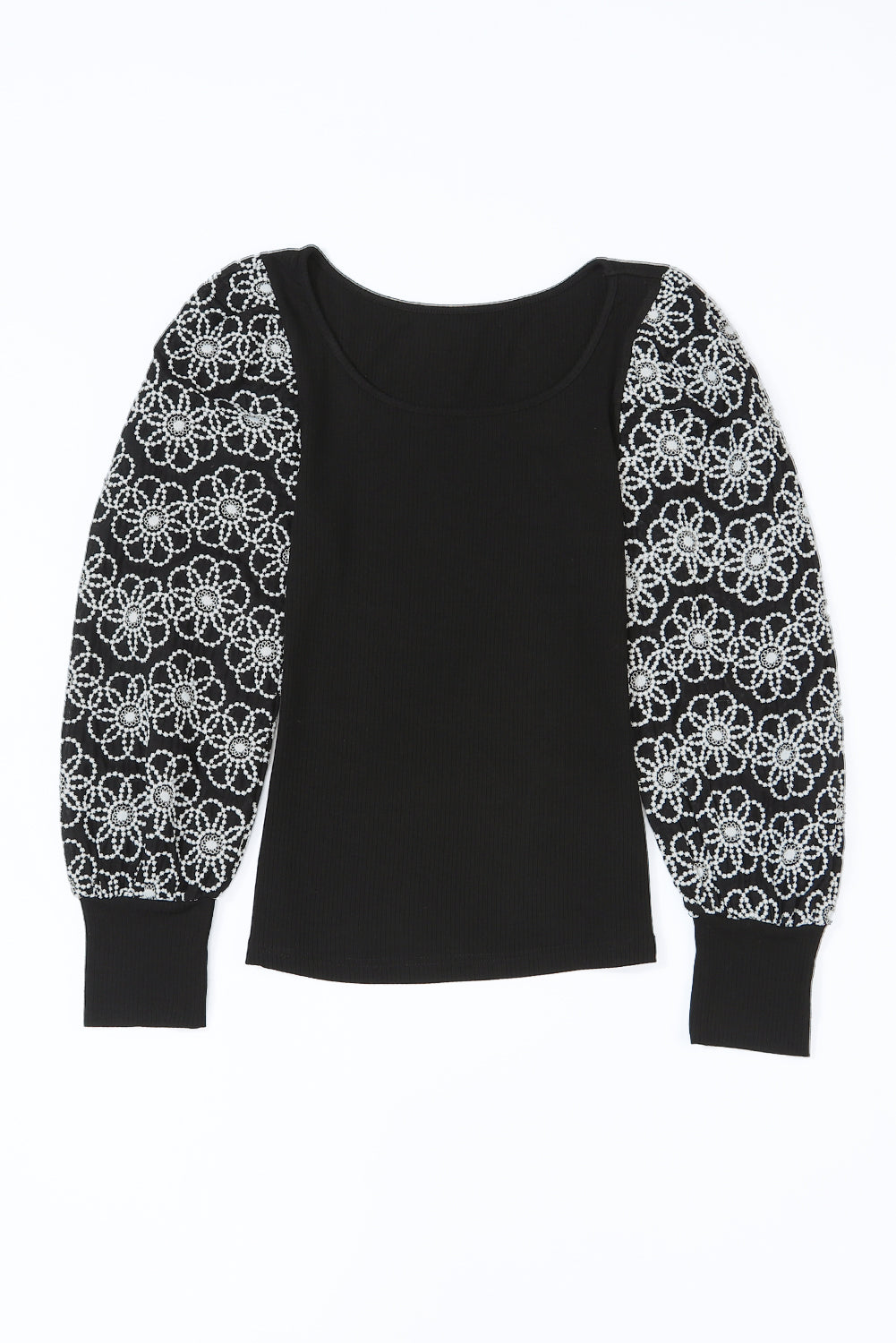 Long Sleeve Daisy Embroidered Knit Top