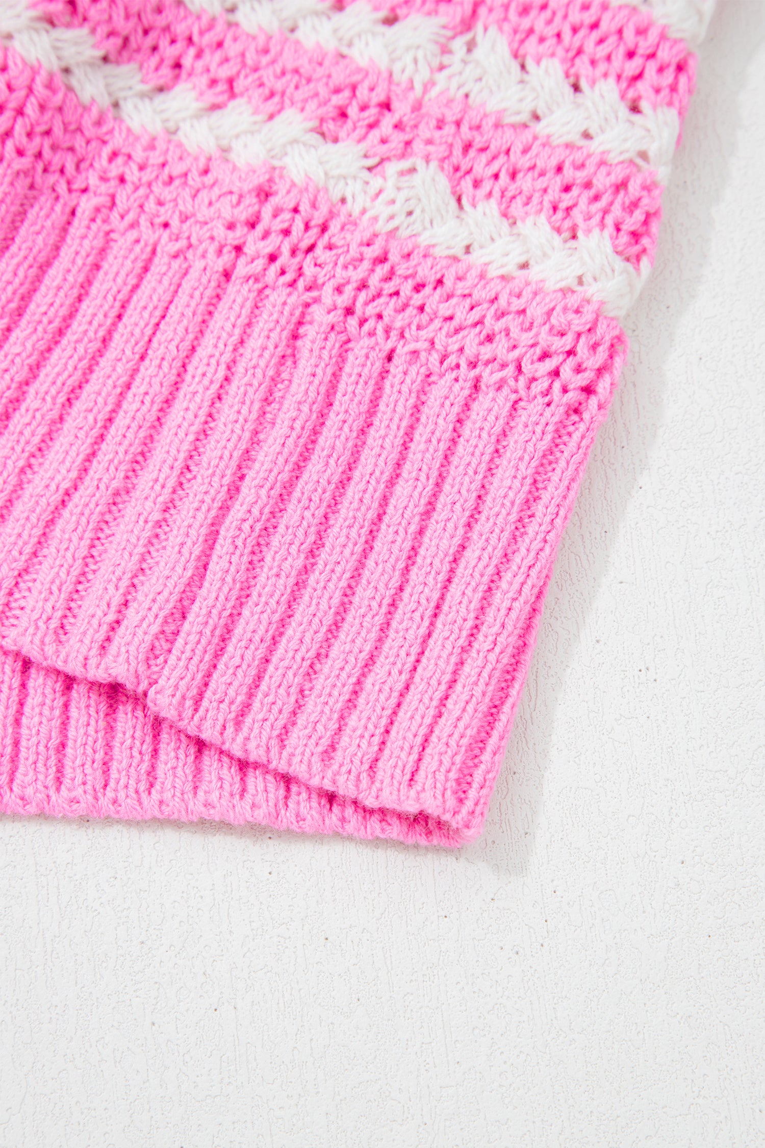 Striped Short Sleeve Knit V Neck Bow Knot Sweater Bazaare Mart Sweaters & Cardigans/Short Sleeve Sweaters