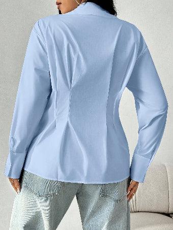 Long Sleeve Solid Color Fitted Blouse Bazaare Mart Long Sleeve Solid Color Fitted Blouse