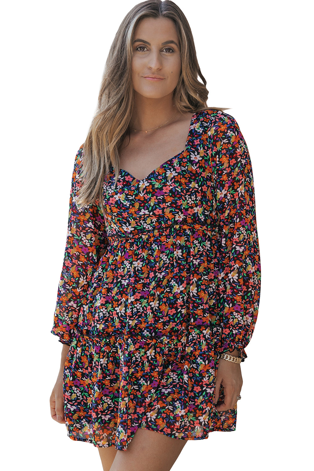 Plus Size V Neck Floral Long Sleeve Blouse or Dress