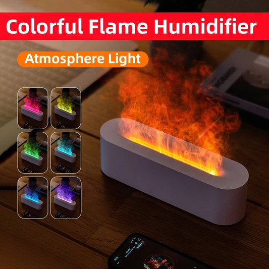 Flame Aroma Diffuser Air Humidifier Led Essential Oil Lamp