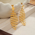 Titanium Steel Fishbone Shape Earrings Gold One Size Bazaare Mart Fishbone Shape Earrings