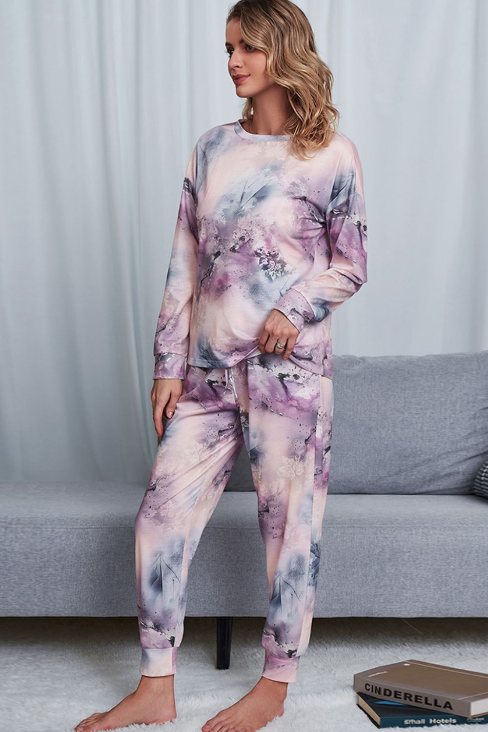 Tie-Dye Crewneck Long Sleeve Lounge Set