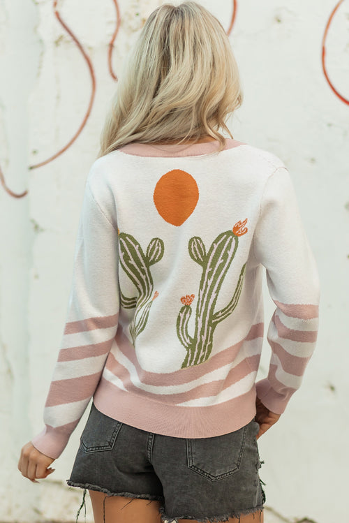 Apricot Desert Cactus Buttoned Up Cardigan