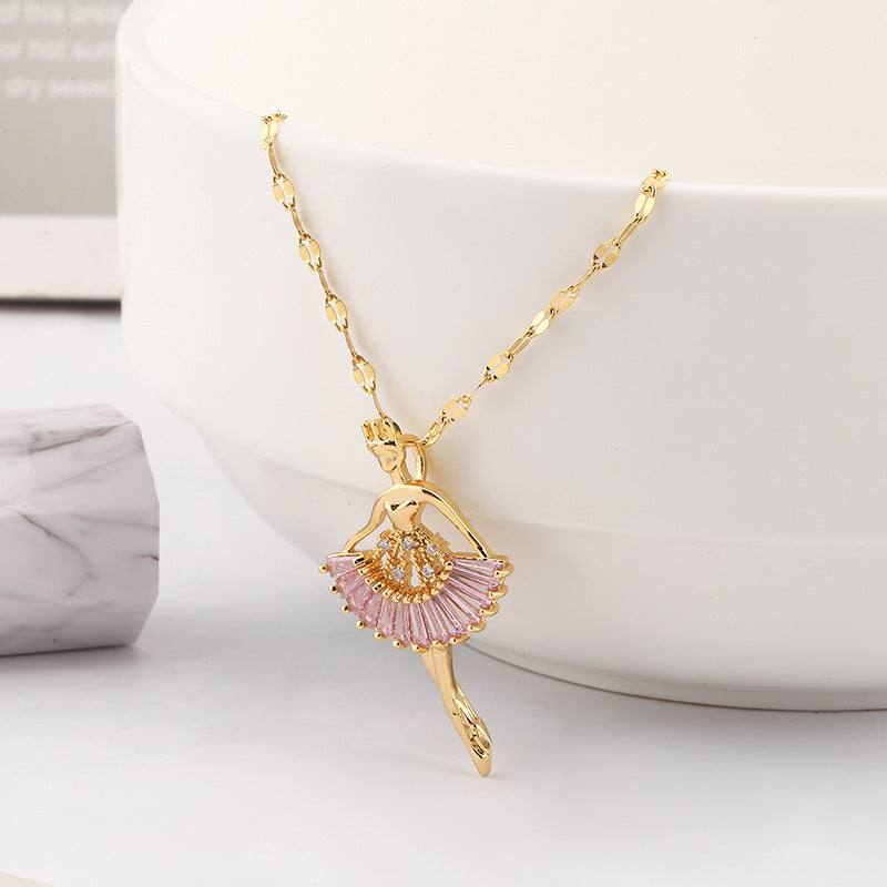 Pink Jewel Ballet-Girl Necklace