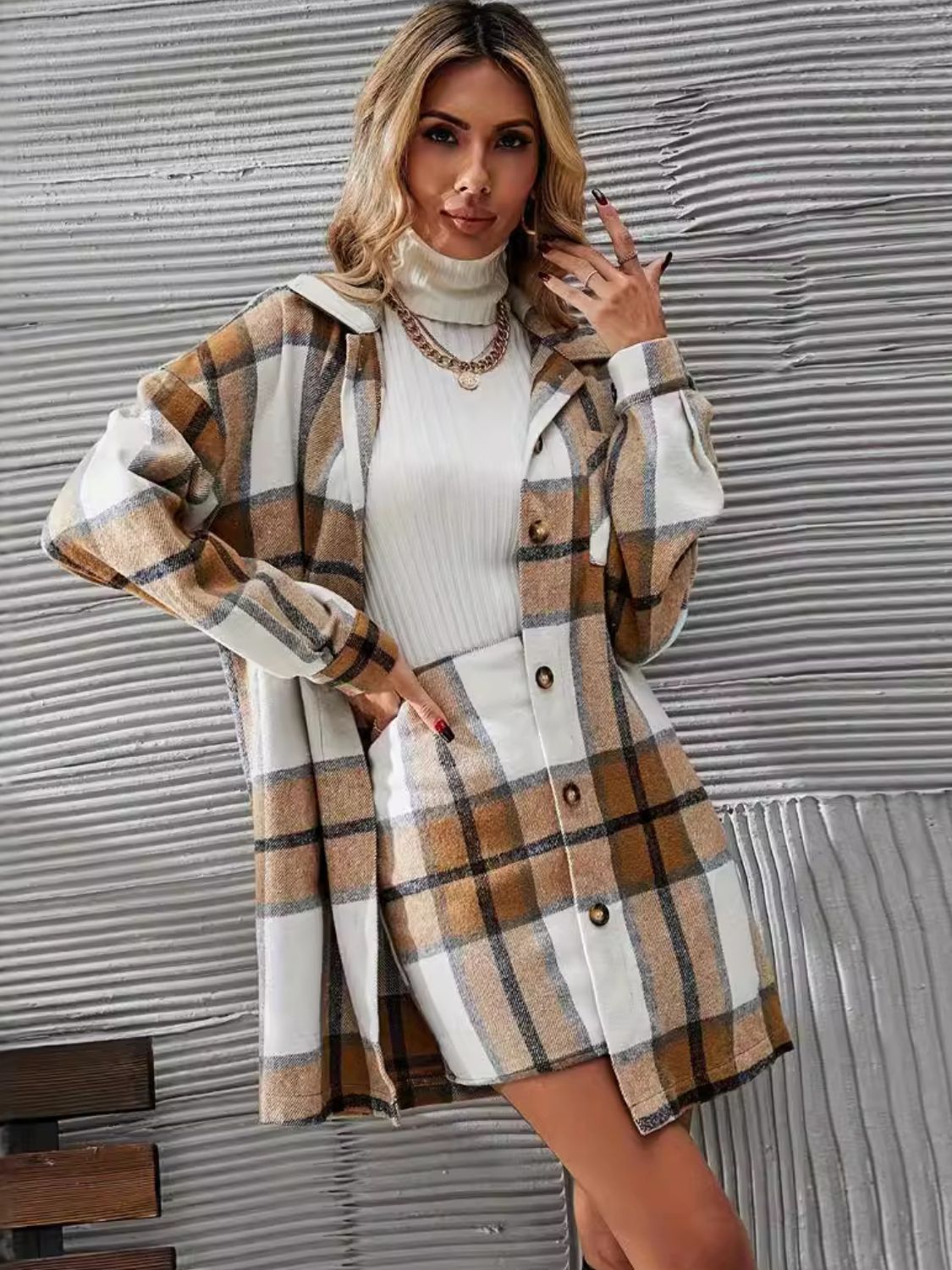 Plaid Skirt Suit Set