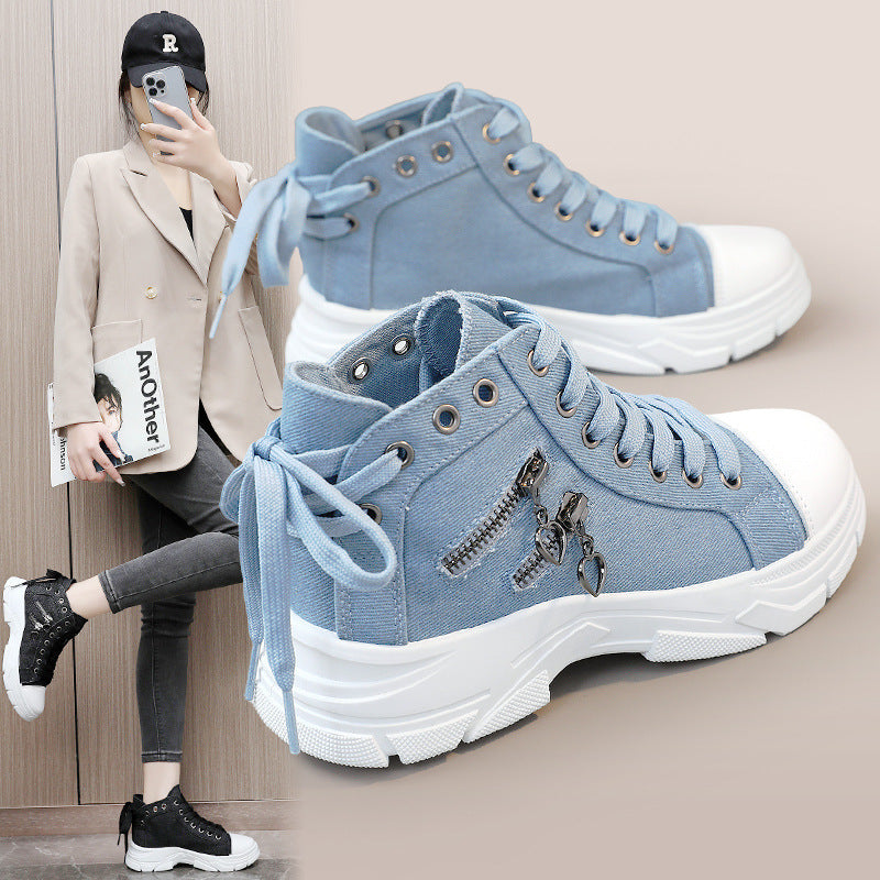 Light Blue New Canvas Block Heel Platform High Tops