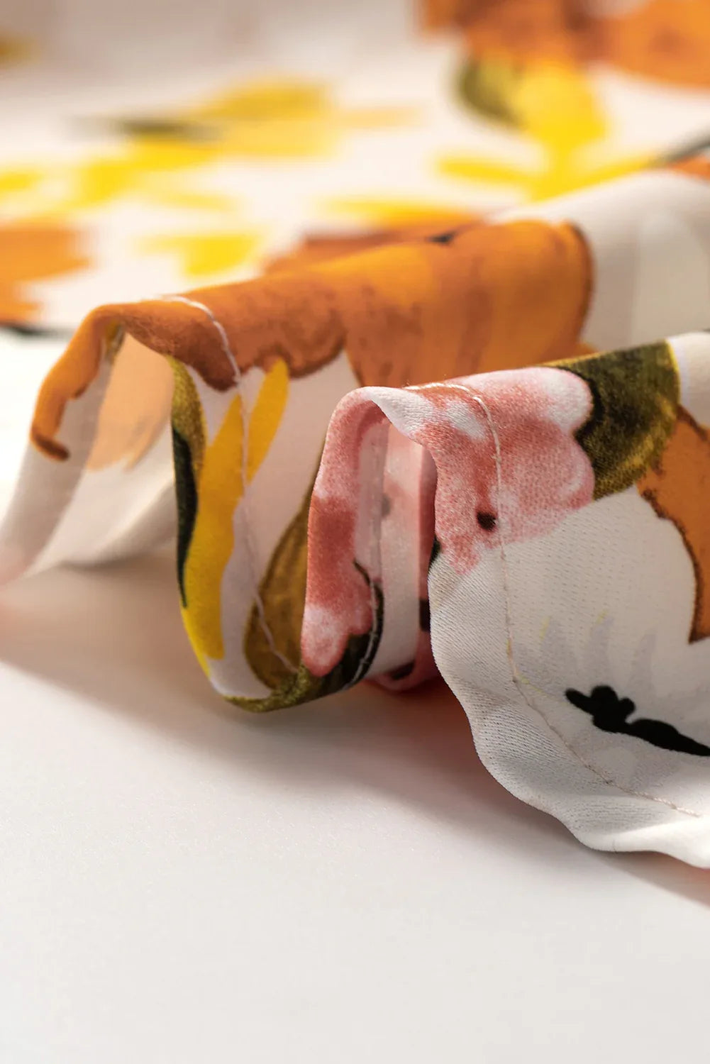 Ruffled Notched Short Sleeve Floral Blouse Bazaare Mart Orange Floral Top