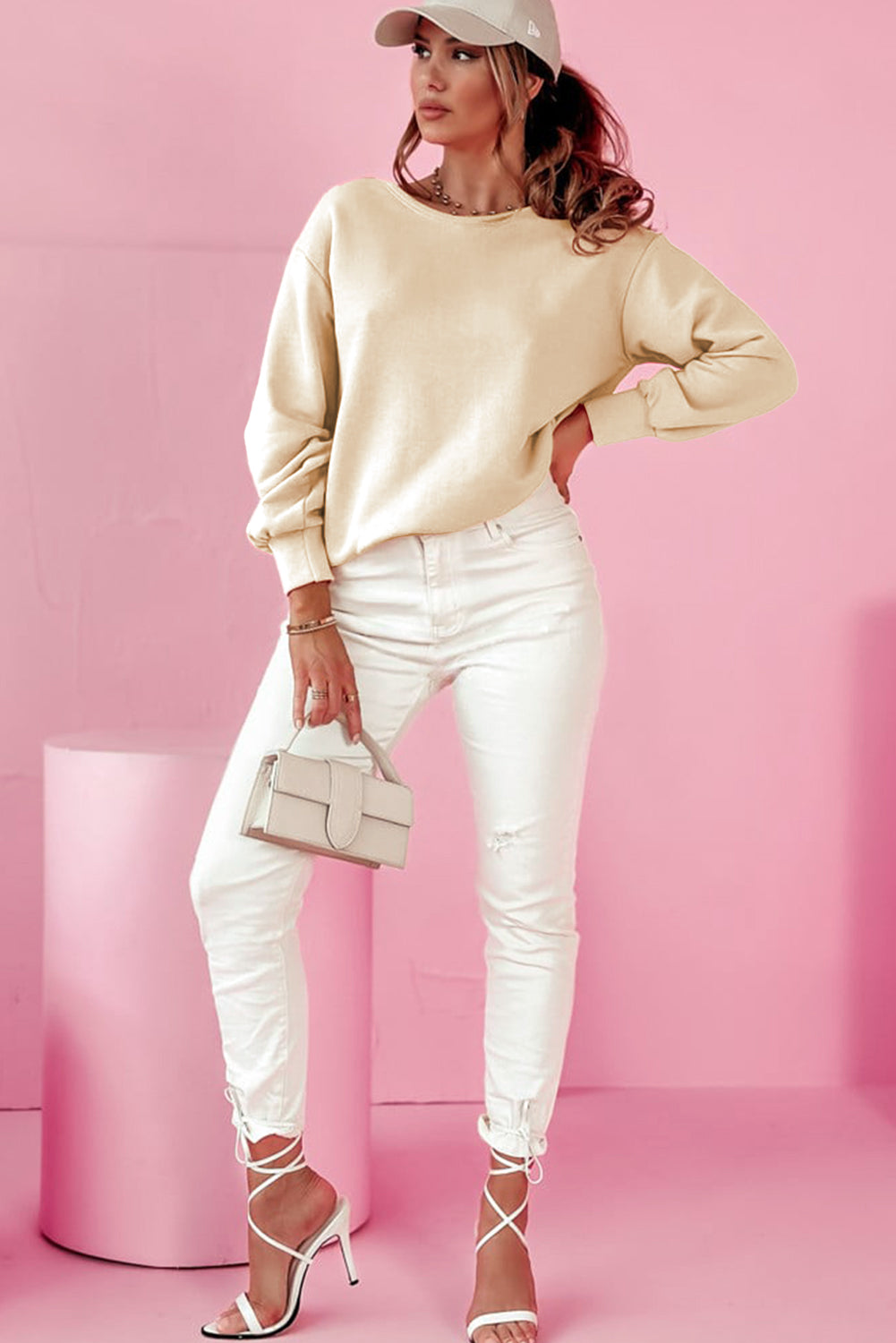 Apricot Back Bow Sweatshirt