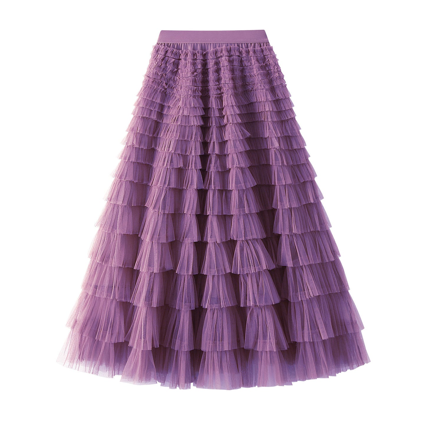 Mesh Ruffle Midi Skirt