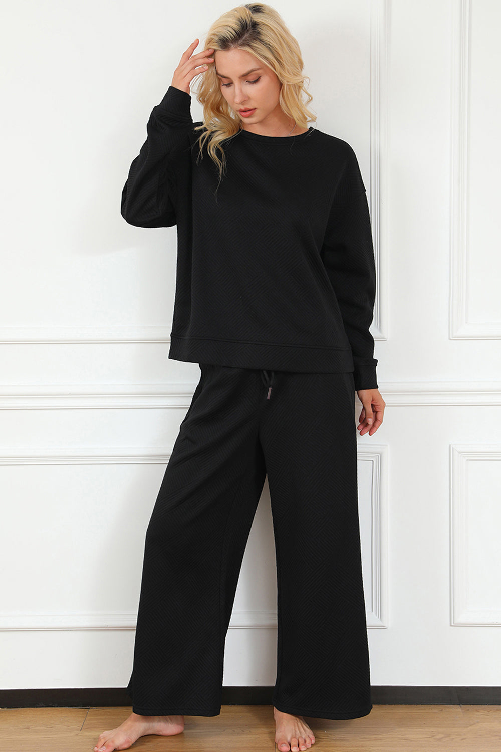 Wide Leg Sweat Pants Set
