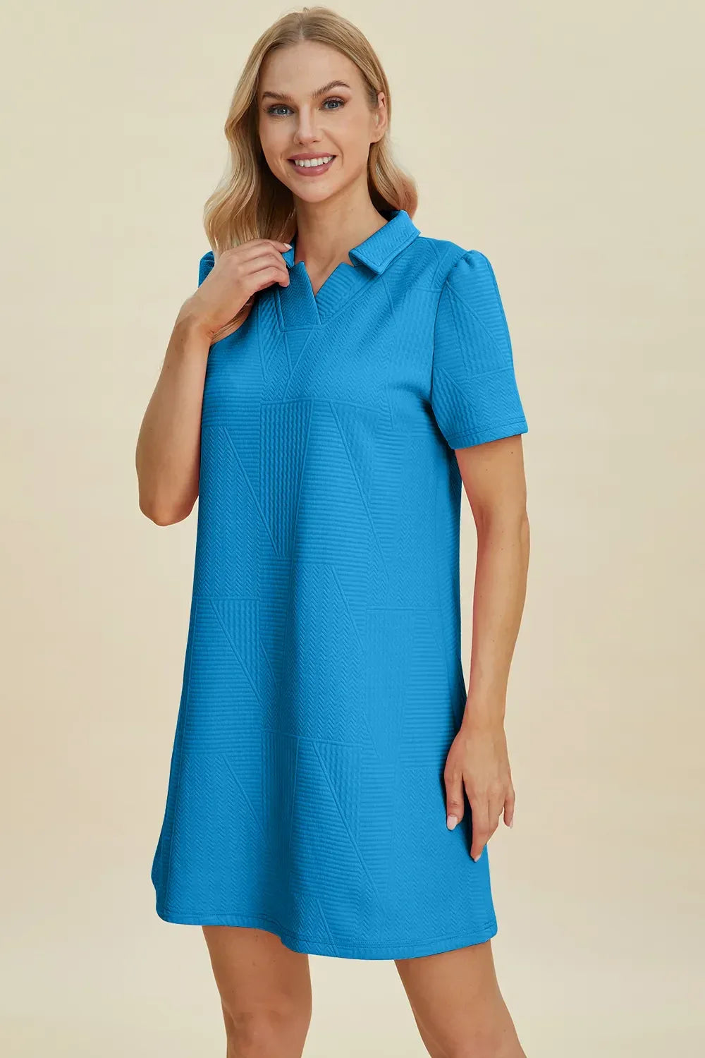 Texture Short Sleeve Polo Dress Bazarre Mart Polo Dress