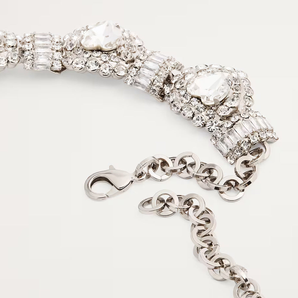 Rhinestone Hearts Collar Necklace