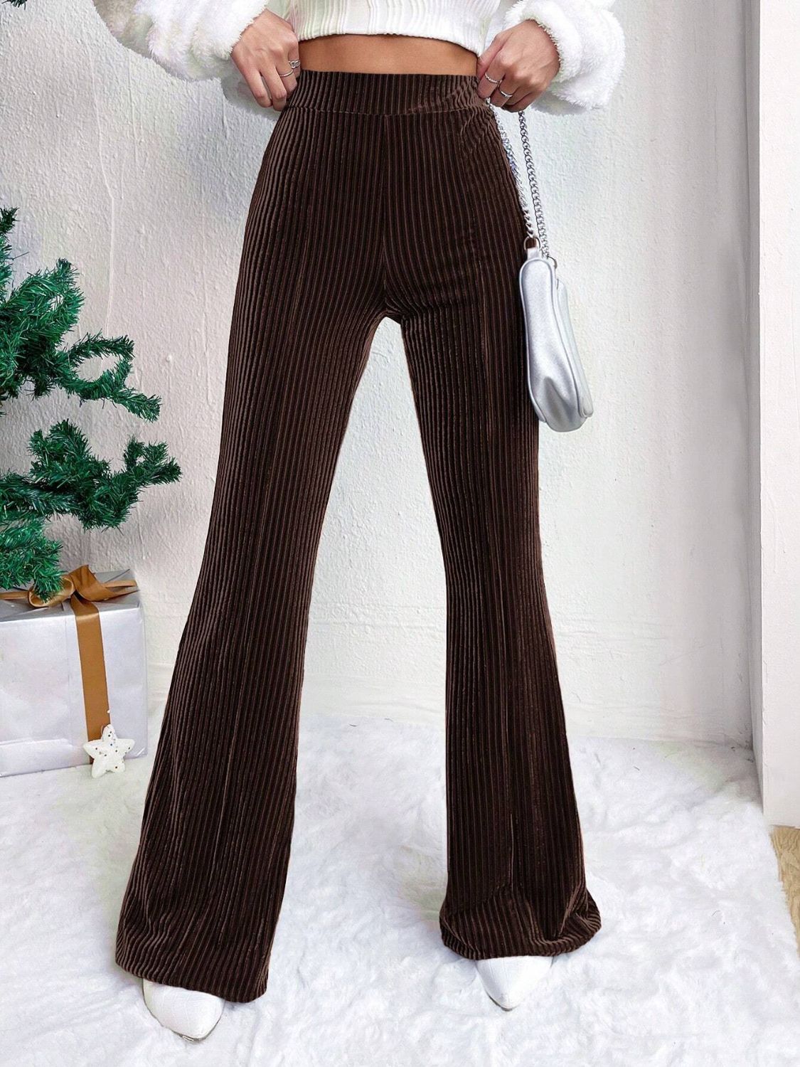 High Waist Corduroy Flare Pants