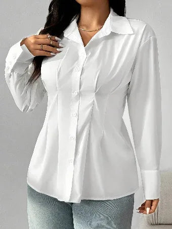 Long Sleeve Solid Color Fitted Blouse Bazaare Mart Long Sleeve Solid Color Fitted Blouse