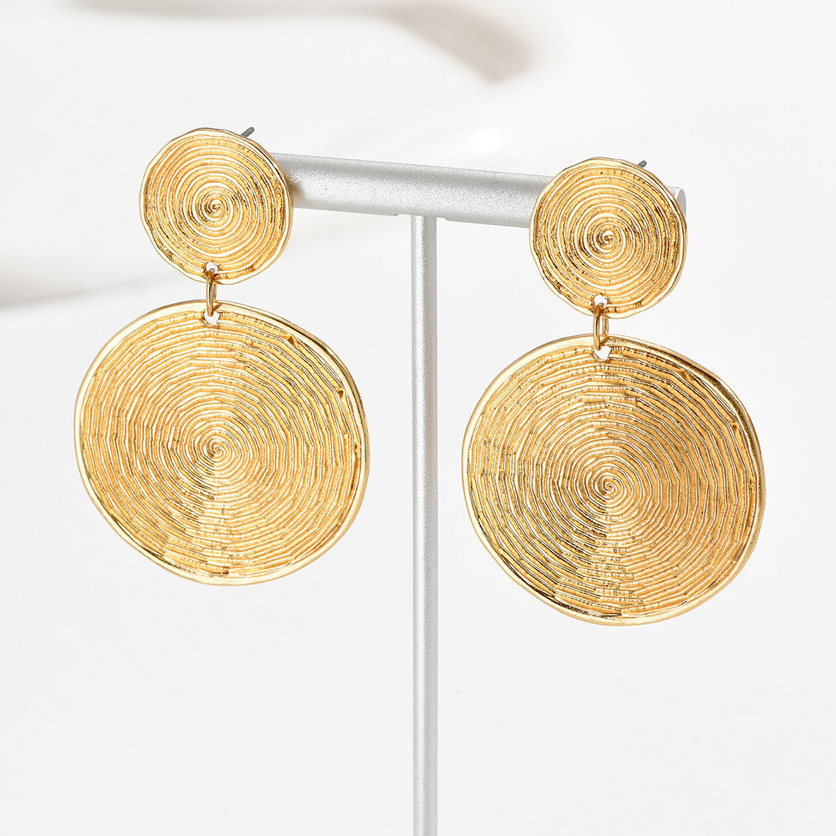 Large Gold Spiral Dangle Earrings