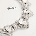 Rhinestone Hearts Collar Necklace Gold Bazaare Mart Rhinestone Heart Necklace