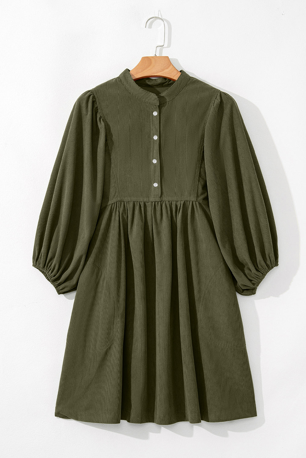 Green Corduroy Empire Waist Dress