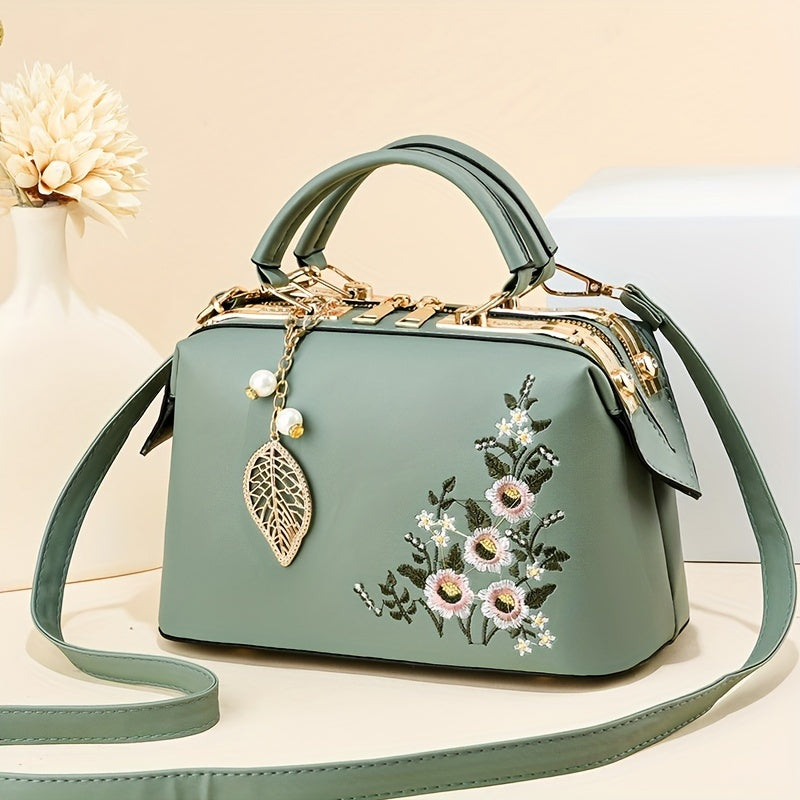 Elegant Floral Embroidered Handbag