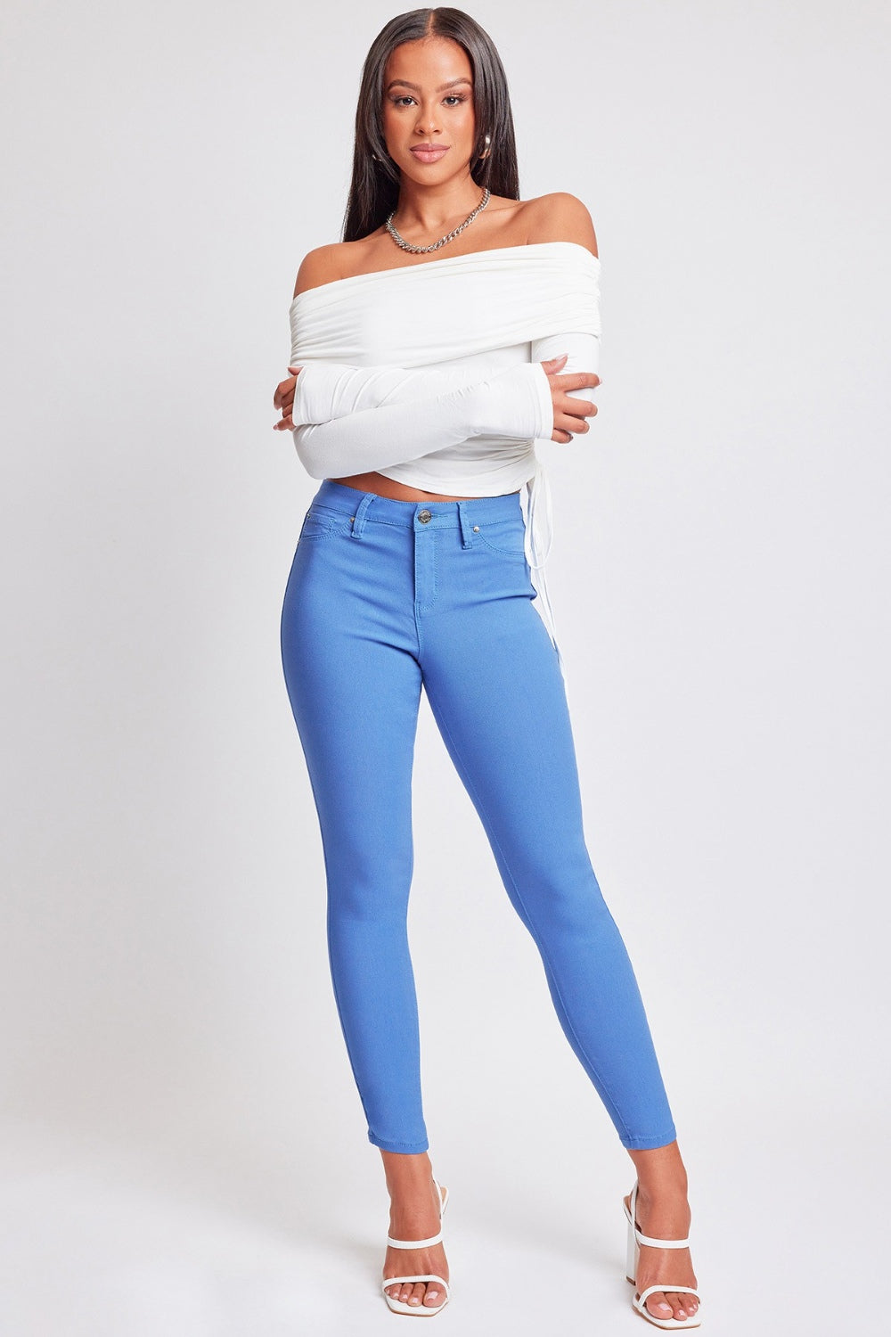 Blue YMI Jeanswear Full Size Hyperstretch Mid-Rise Skinny Pants