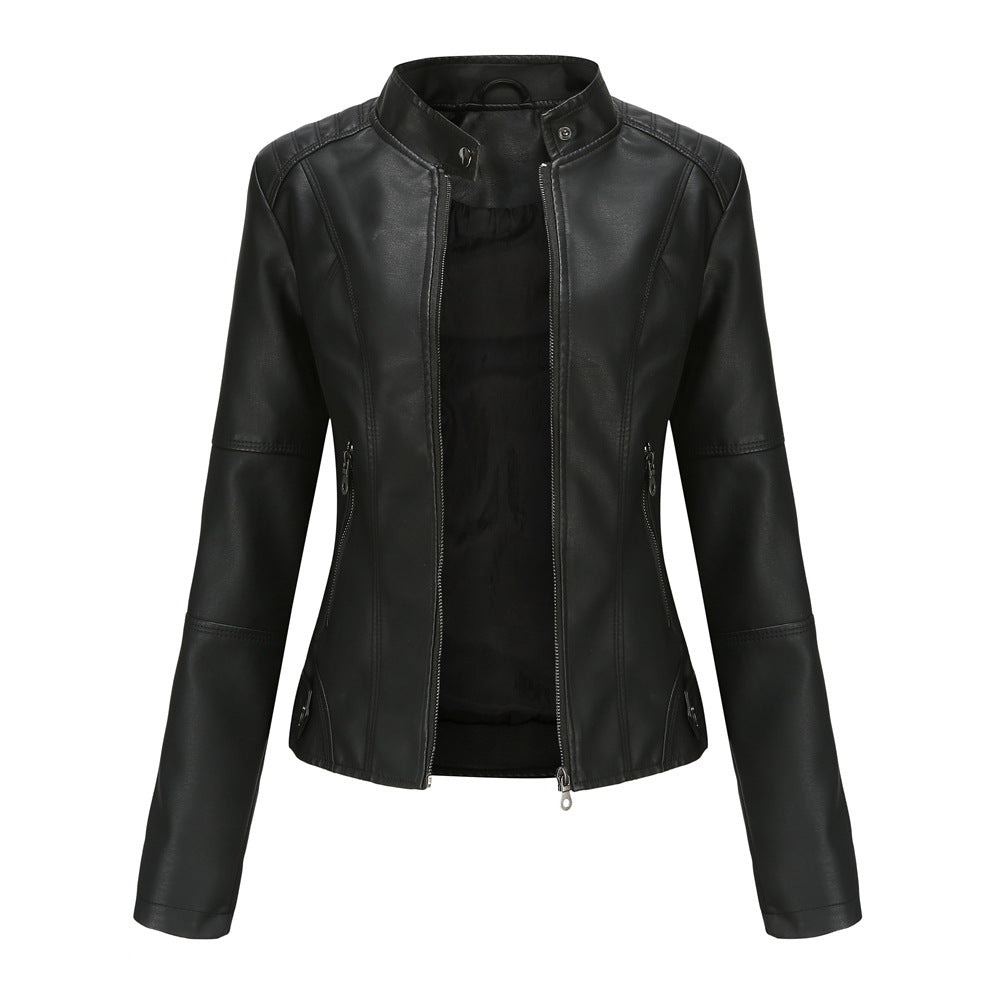 Ladies Biker Faux Leather Jacket